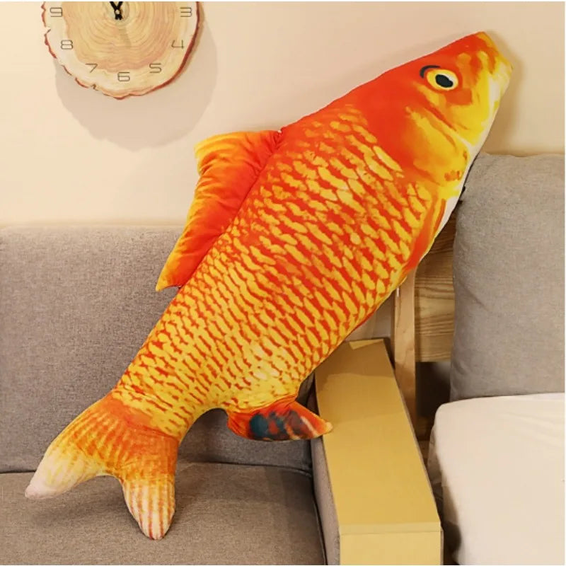 3D Goldfish Plush Pillow – Soft Sofa & Bed Cushion (40–80cm)