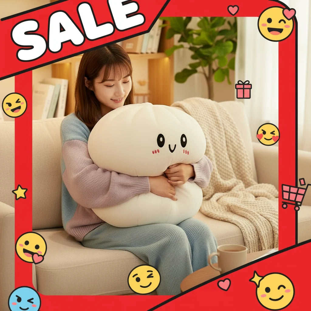 Dumpling Squishy Plush Pillow – Soft Hug & Stress Relief Toy
