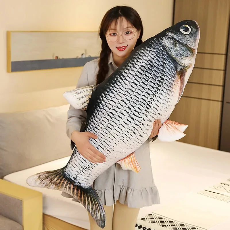3D Goldfish Plush Pillow – Soft Sofa & Bed Cushion (40–80cm)