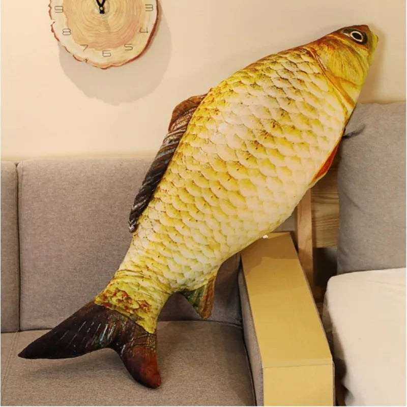 3D Goldfish Plush Pillow – Soft Sofa & Bed Cushion (40–80cm)