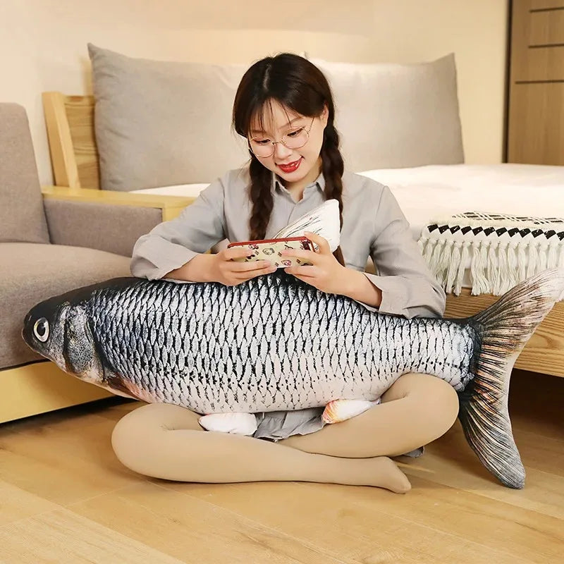 3D Goldfish Plush Pillow – Soft Sofa & Bed Cushion (40–80cm)