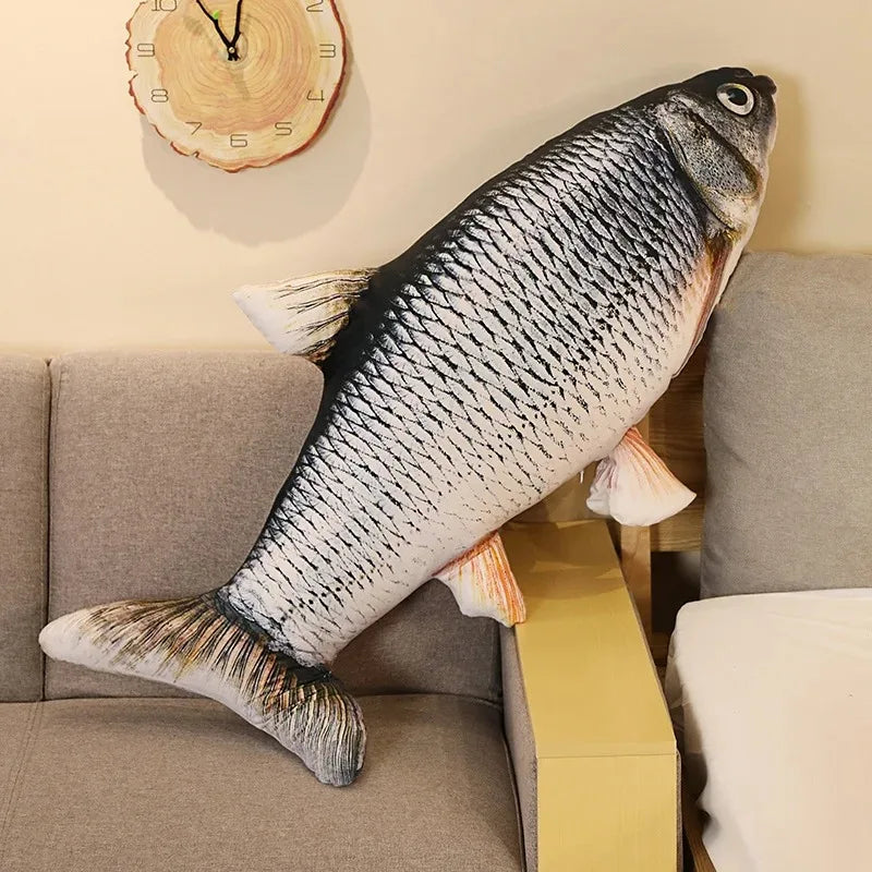 3D Goldfish Plush Pillow – Soft Sofa & Bed Cushion (40–80cm)